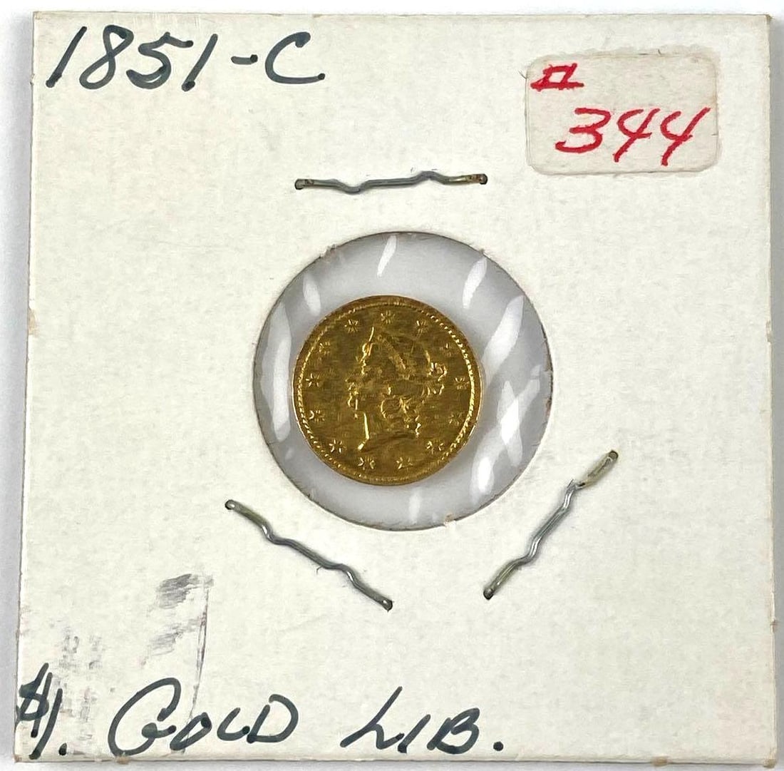 RARE 1851 C Charlotte $1 US Liberty Head Gold Coin: 1851 C $1 US Liberty Head Gold Coin