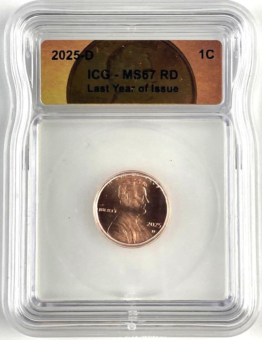 2025 D US 1C Lincoln Penny ICG MS67 RD: Last Year of Issue