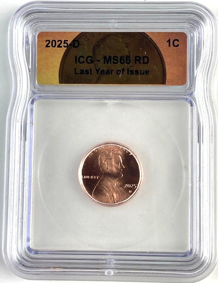 2025 D US 1C Lincoln Penny ICG MS67 RD: Last Year of Issue