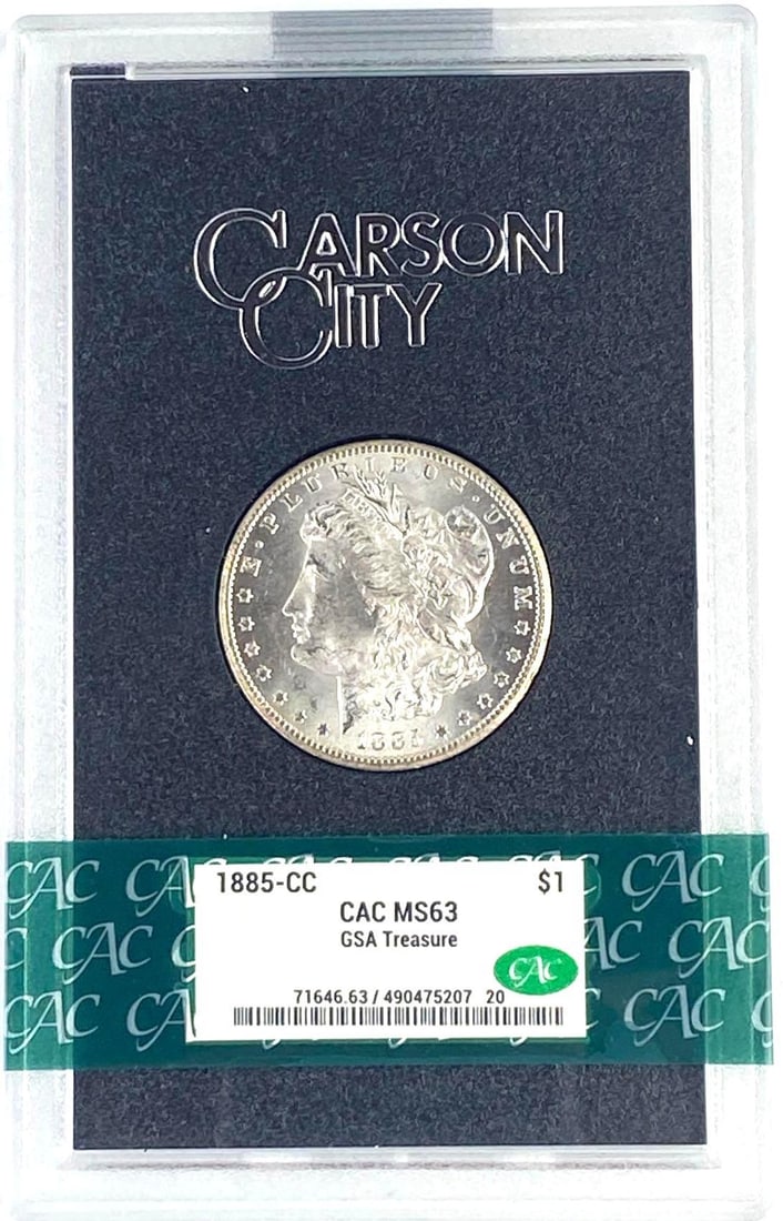 GSA 1885 CC US Morgan Silver Dollar CAC MS63: 1885 CC US Morgan Silver Dollar CAC MS63