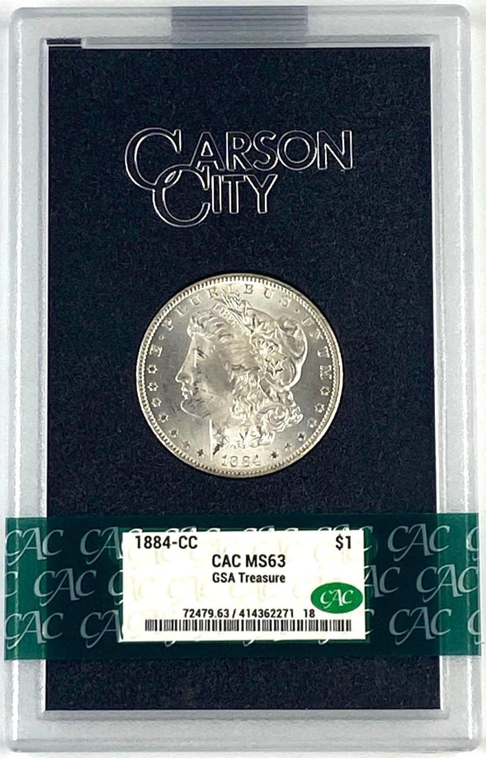 GSA 1884 CC US Morgan Silver Dollar CAC MS63: 1884 CC US Morgan Silver Dollar CAC MS63