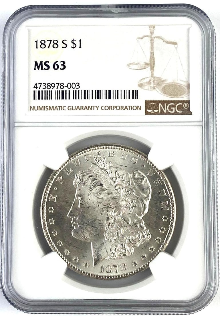 1878 S US Morgan Silver Dollar NGC MS63: 1878 S US Morgan Silver Dollar NGC MS63