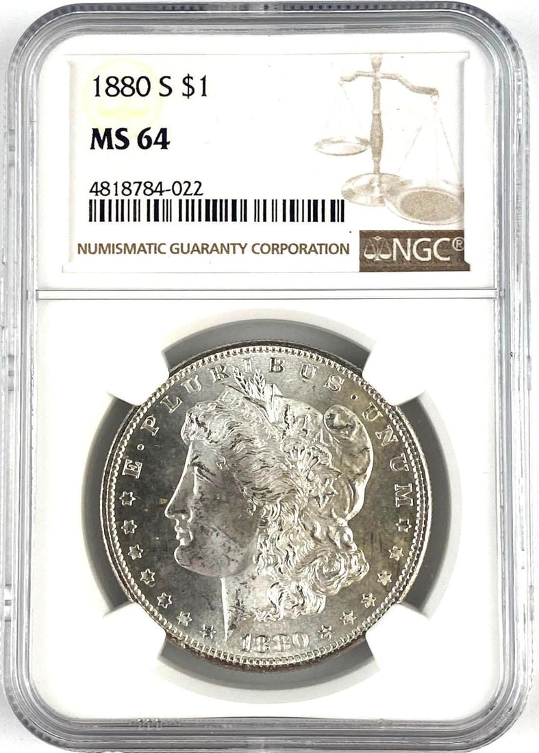 1880 S US Morgan Silver Dollar NGC MS64: 1880 S US Morgan Silver Dollar NGC MS64