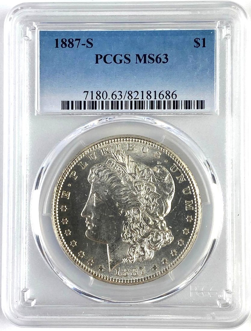 1887 S US Morgan Silver Dollar PCGS MS63: 1887 S US Morgan Silver Dollar PCGS MS63