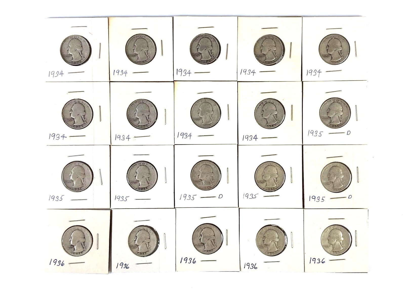 Group of (20) US 1934-1936 Washington Quarters (1 of 2)