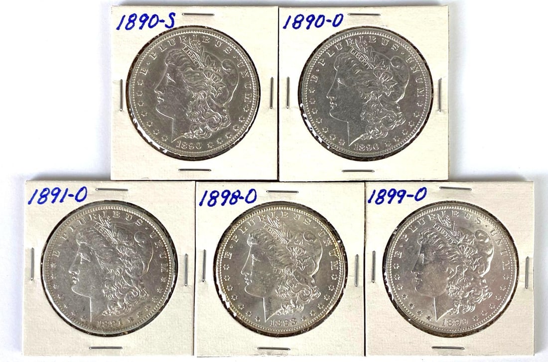 Group of (5) 1890s US Morgan Silver Dollars (1 of 2)
