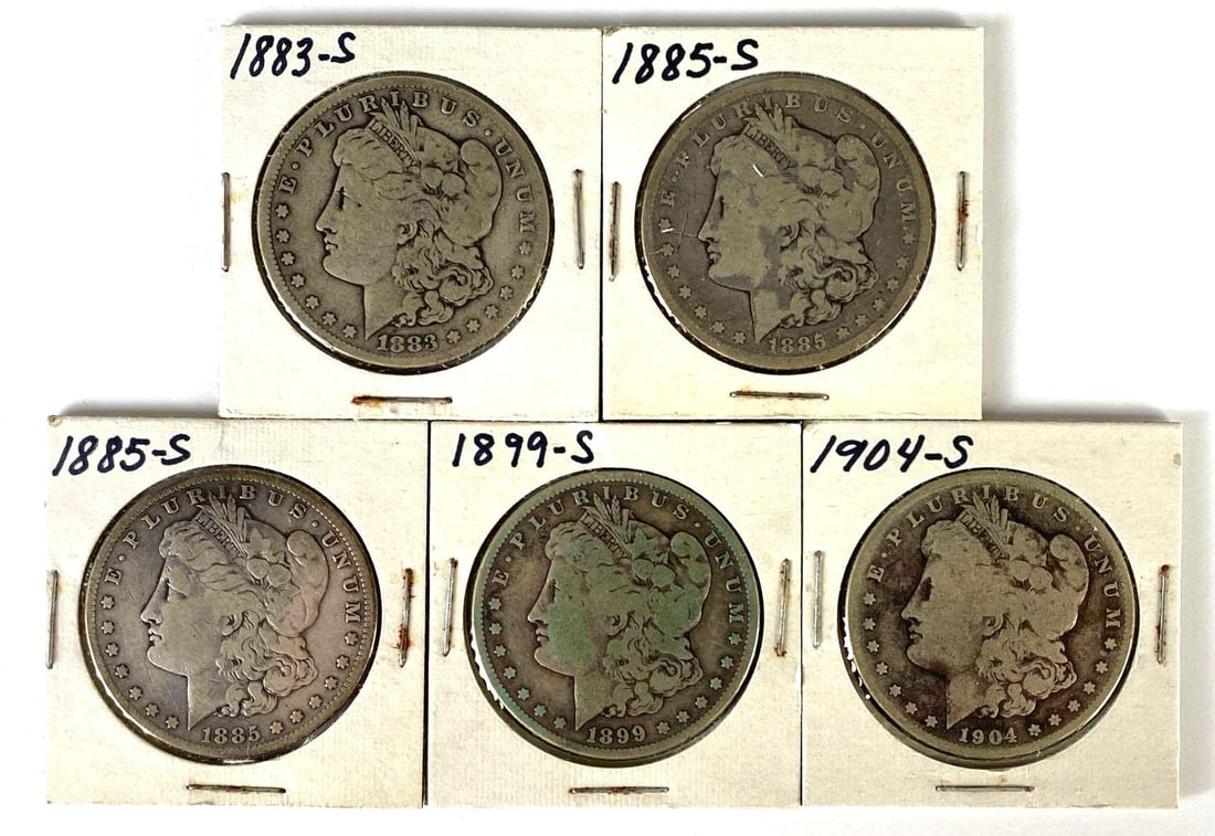 Group of (5) 1880s-1900s US Morgan Silver Dollars (1 of 2)