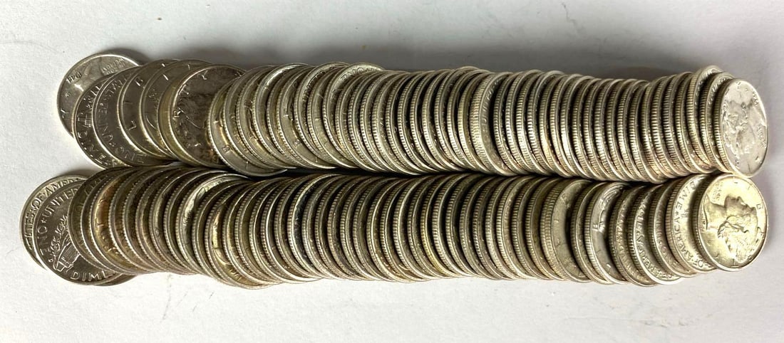 Group of (97) Silver Mercury Dimes: Includes years 1941, 1942, 1945 and more.