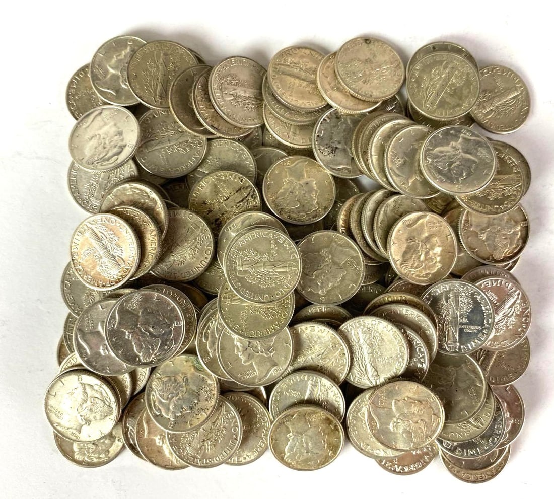 Group of 139 Silver Mercury Dimes (1 of 1)