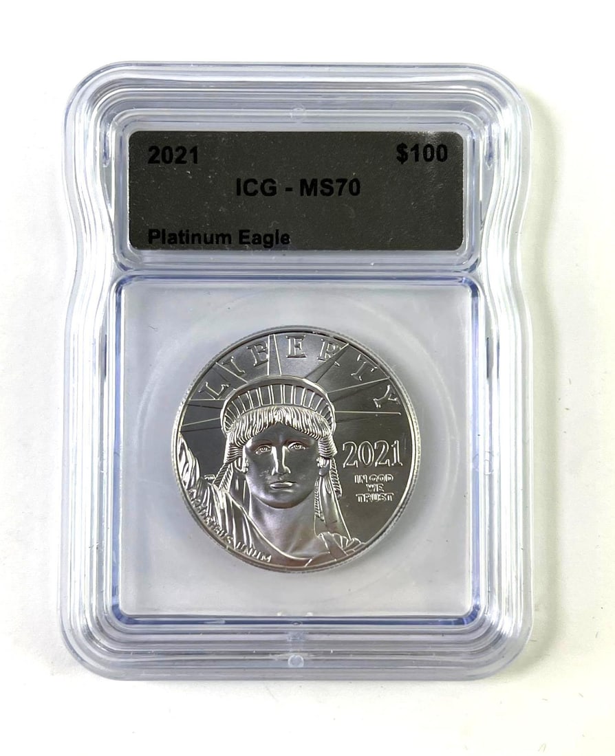2021 US $100 American Eagle 1 oz .9995 Platinum Coin ICG MS70: 2021 US $100 American Eagle 1 oz .9995 Platinum Coin ICG MS70