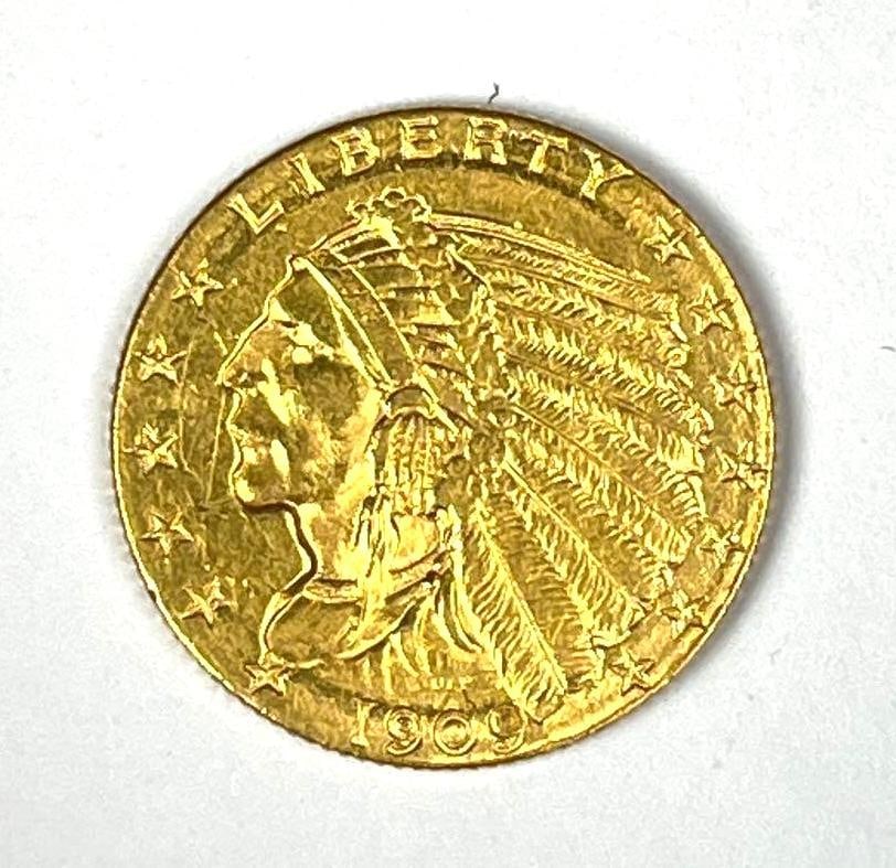 1909 US $2.50 Indian Head Gold Coin (1 of 2)