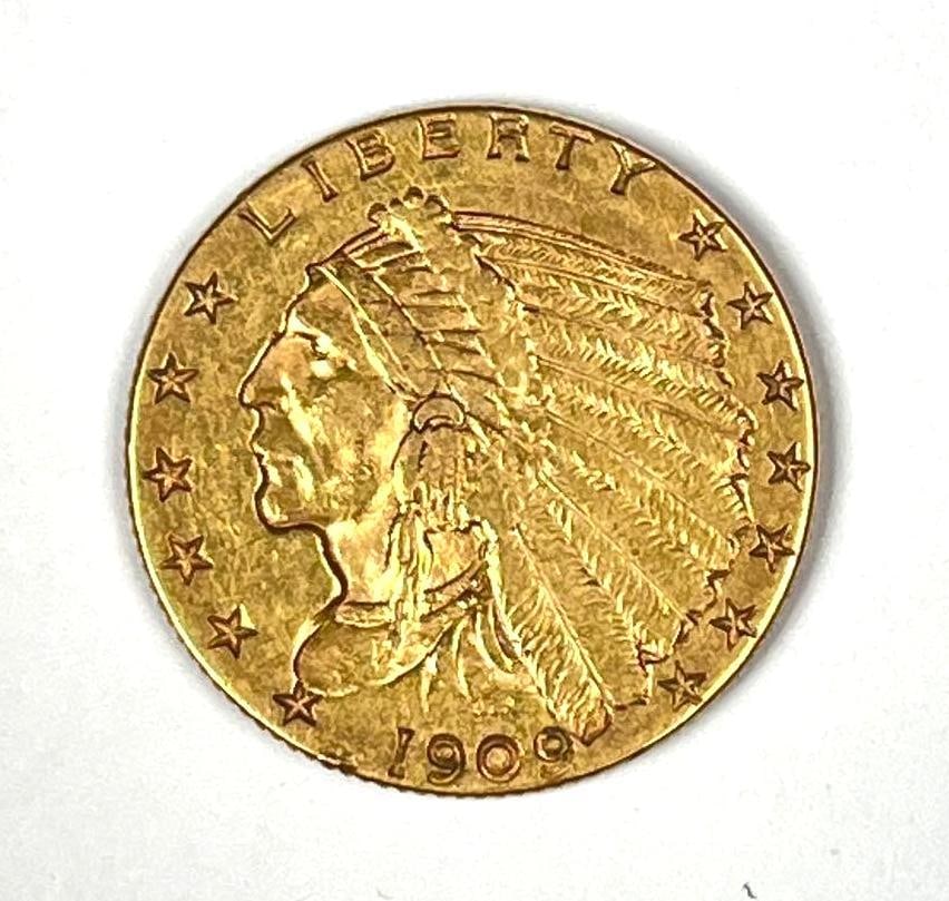 1909 US $2.50 Indian Head Gold Coin: 1909 US $2.50 Indian Head Gold Coin