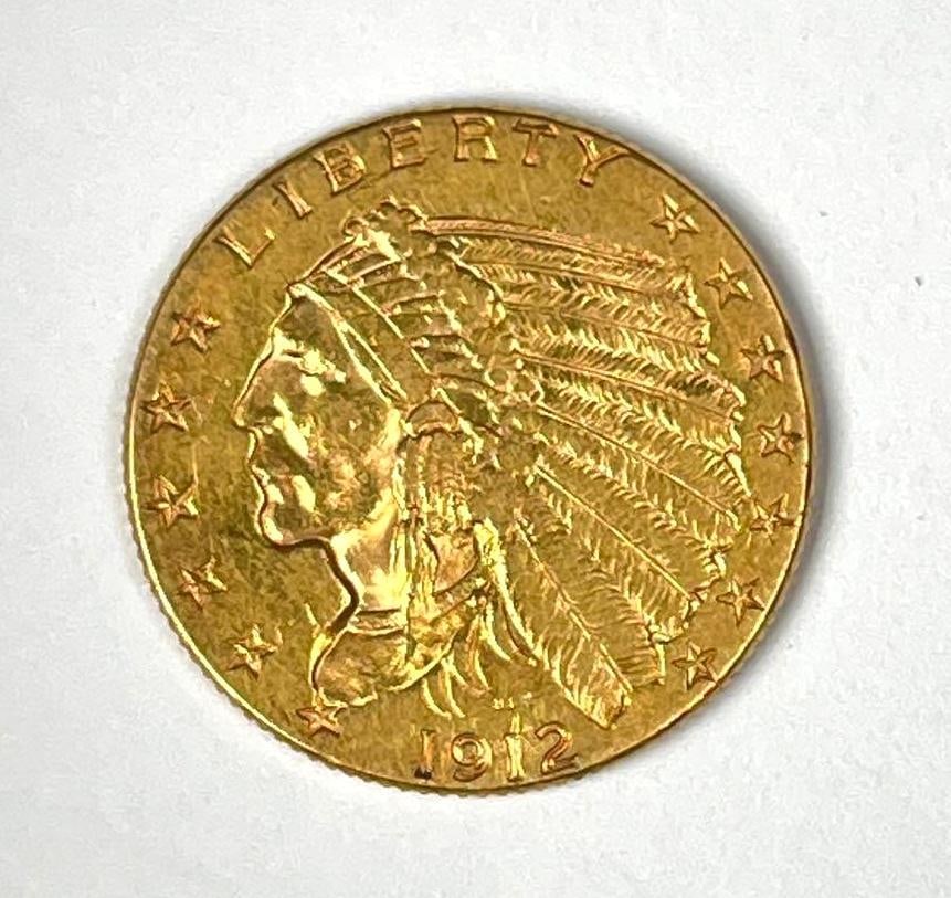 1912 US $2.50 Indian Head Gold Coin: 1912 US $2.50 Indian Head Gold Coin