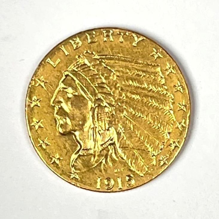 1915 US $2.50 Indian Head Gold Coin: 1915 US $2.50 Indian Head Gold Coin