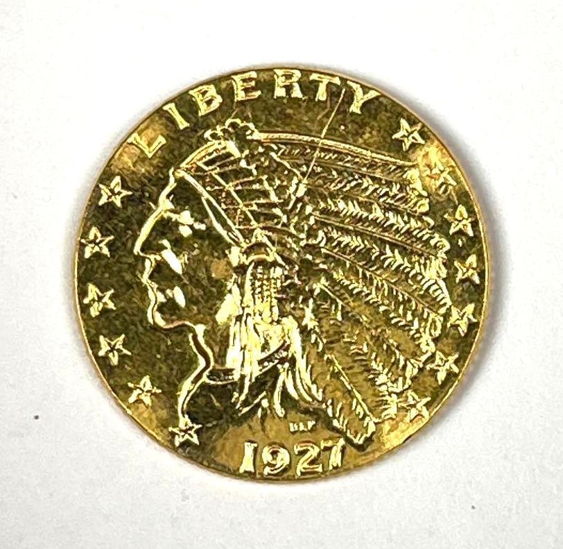 1927 US $2.50 Indian Head Gold Coin (1 of 2)