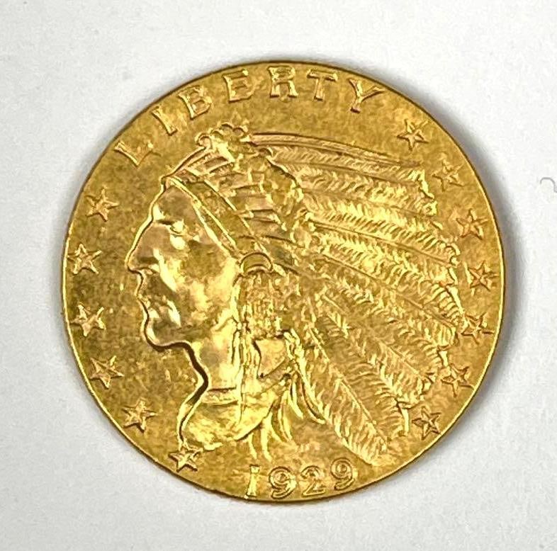 1929 US $2.50 Indian Head Gold Coin: 1929 US $2.50 Indian Head Gold Coin