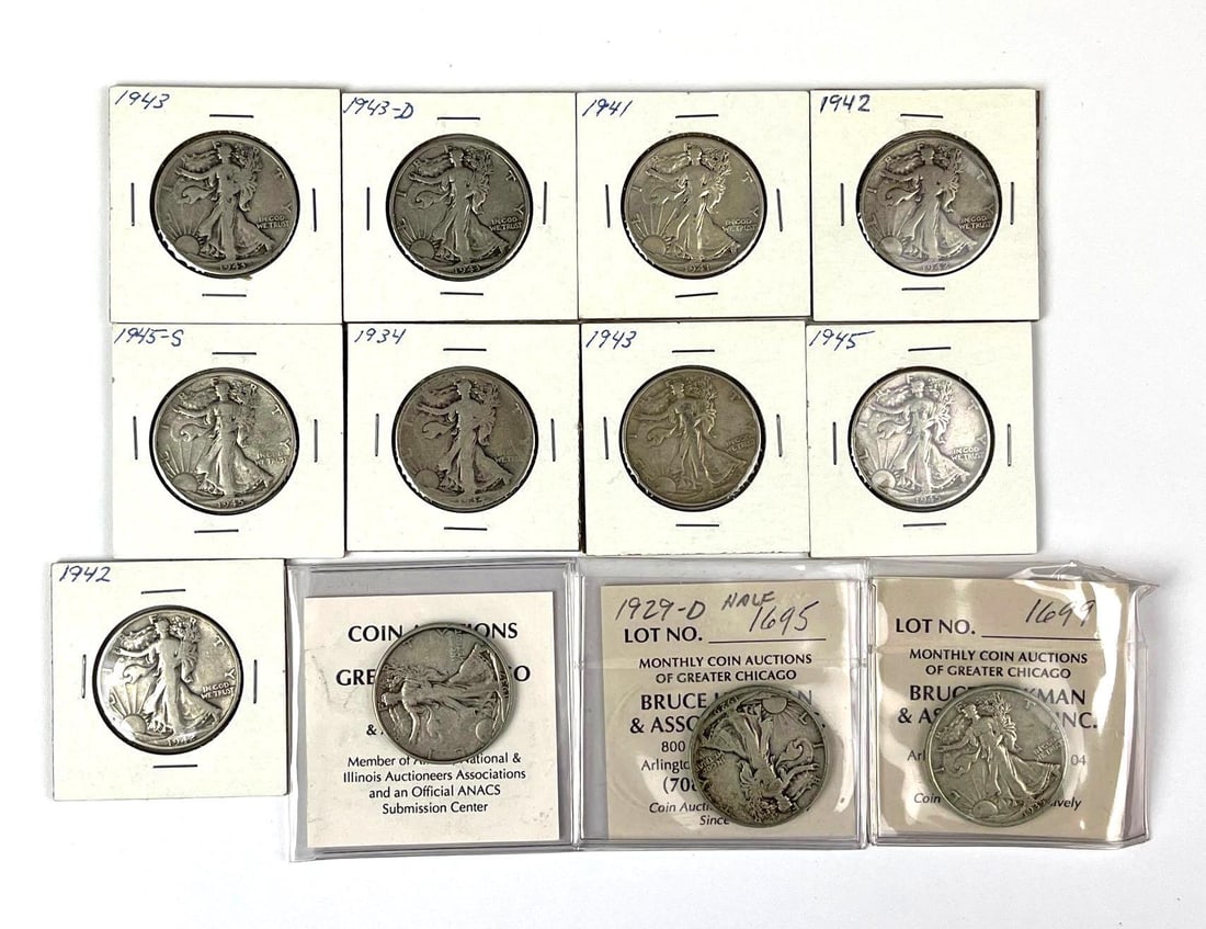 Group of 12 US Walking Liberty Half Dollars (1 of 2)