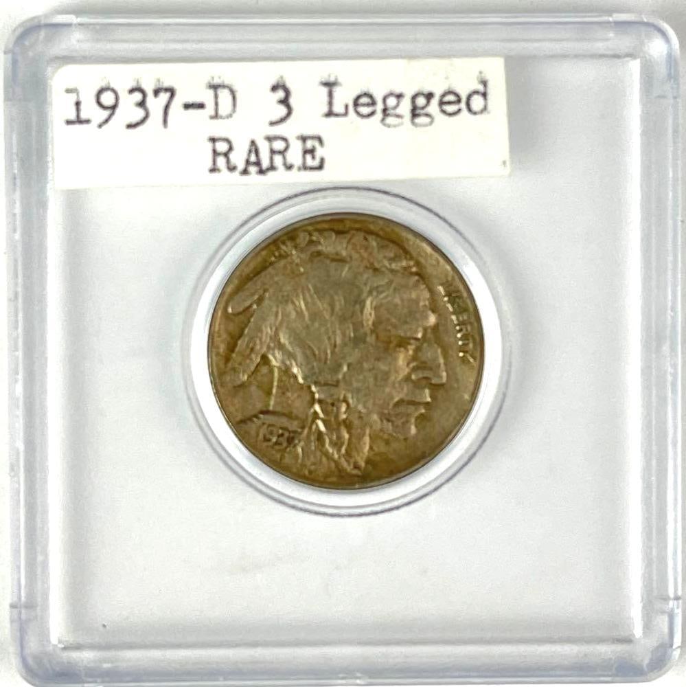 1937 D US 3 Legged Buffalo Nickel (1 of 2)