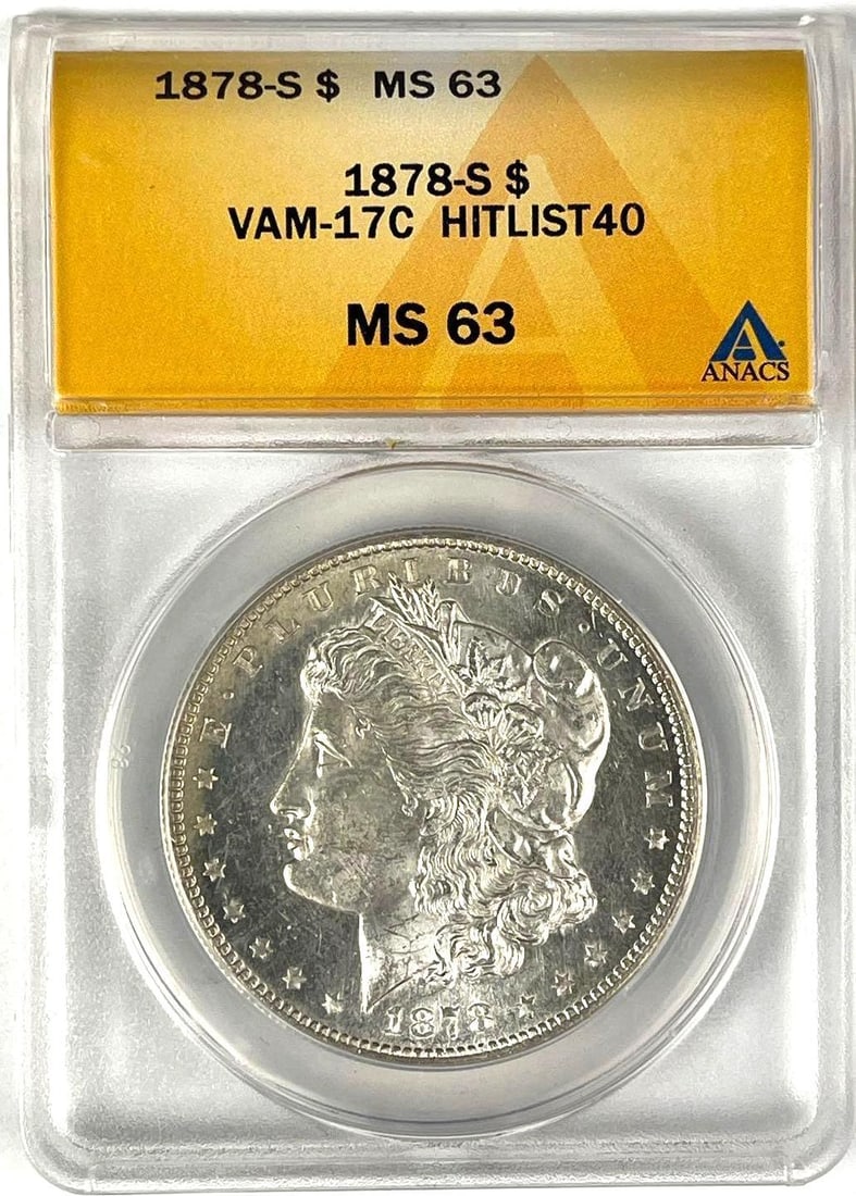 1878 S US Morgan Silver Dollar ANACS MS63 Details (1 of 2)