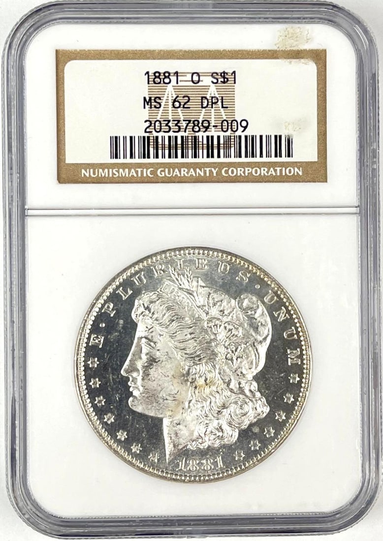 1881 O US Morgan Silver Dollar NGC MS62 DPL: 1881 O US Morgan Silver Dollar NGC MS62 DPL
