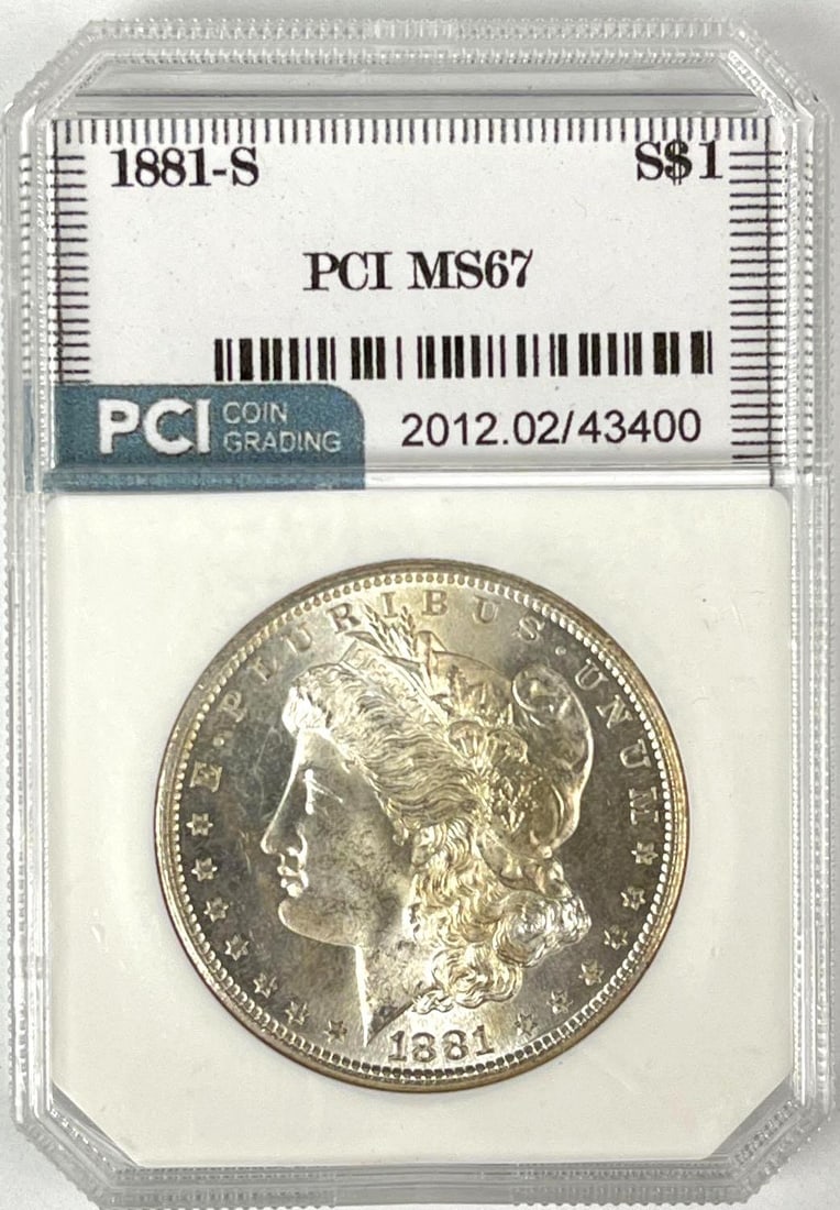 1881 S US Morgan Silver Dollar PCI MS67: 1881 S US Morgan Silver Dollar PCI MS67