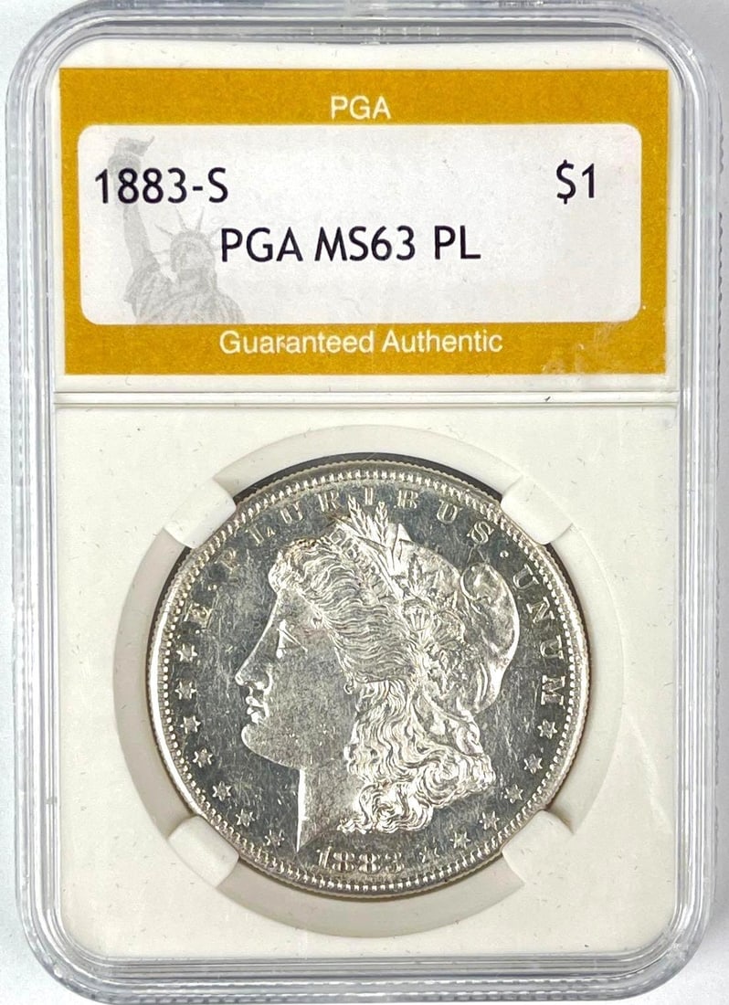 1883 S US Morgan Silver Dollar PGI MS63 PL: 1883 S US Morgan Silver Dollar PGI MS63 PL