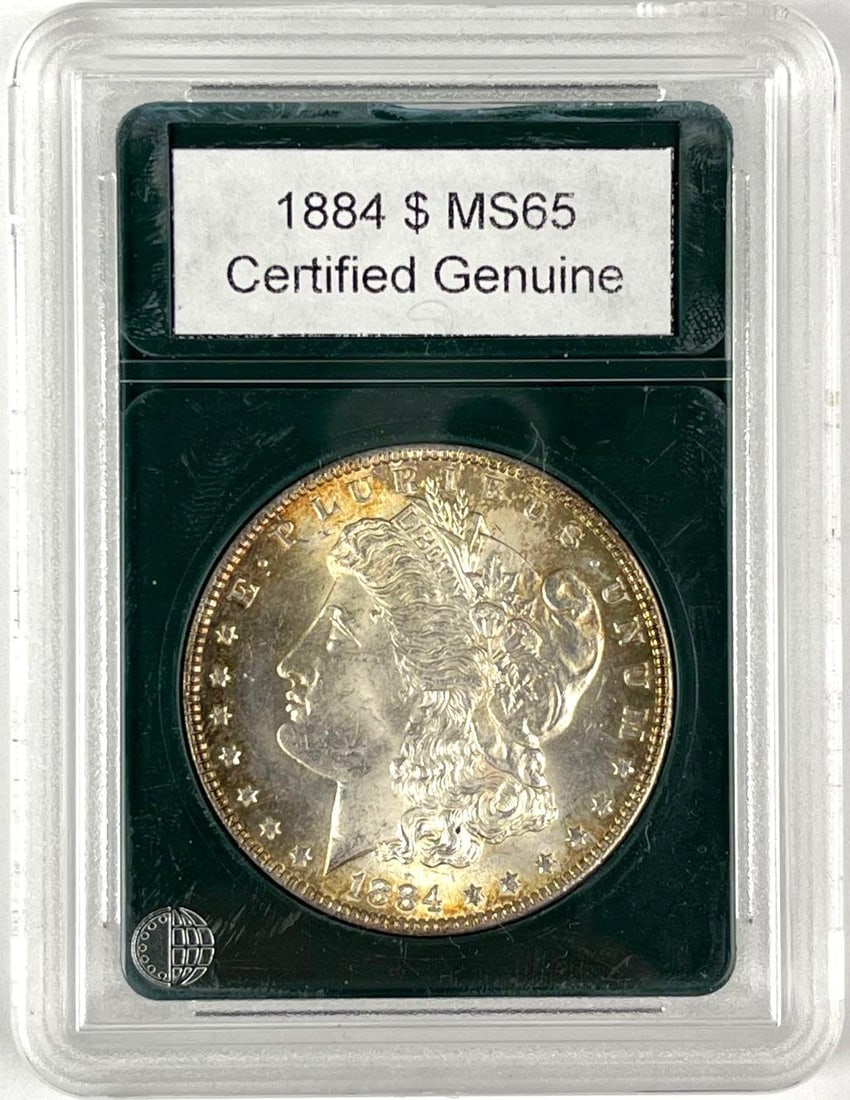 1884 US Morgan Silver Dollar: 1884 US Morgan Silver Dollar Graded MS65