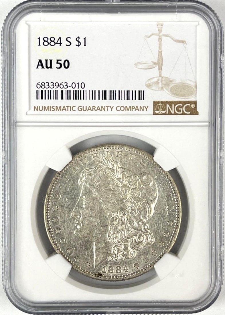 1884 S US Morgan Silver Dollar NGC AU50: 1884 S US Morgan Silver Dollar NGC AU50