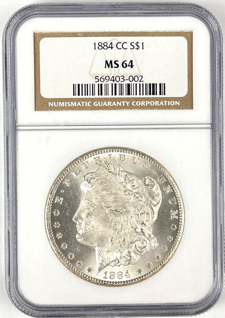 1884 US CC Morgan Silver Dollar NGC MS64: 1884 US CC Morgan Silver Dollar NGC MS64