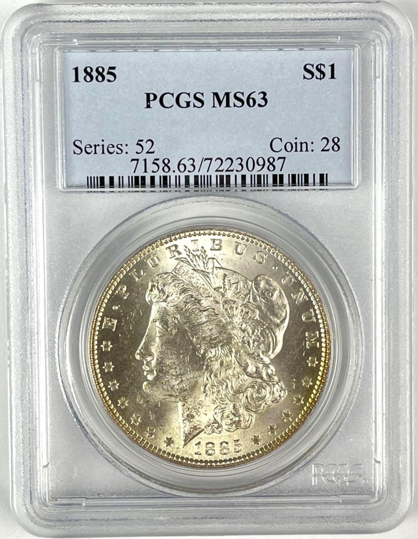 1885 US Morgan Silver Dollar PCGS MS63: Series:52, Coin:28