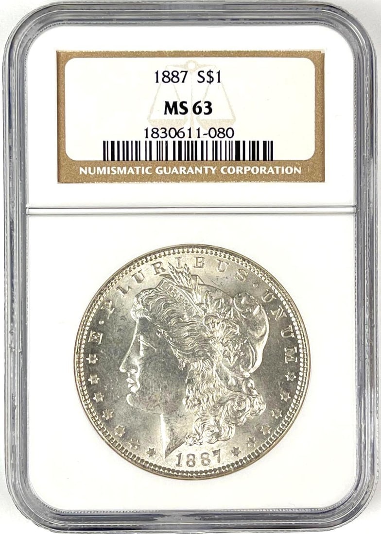 1887 US Morgan Silver Dollar NGC MS63: 1887 US Morgan Silver Dollar NGC MS63