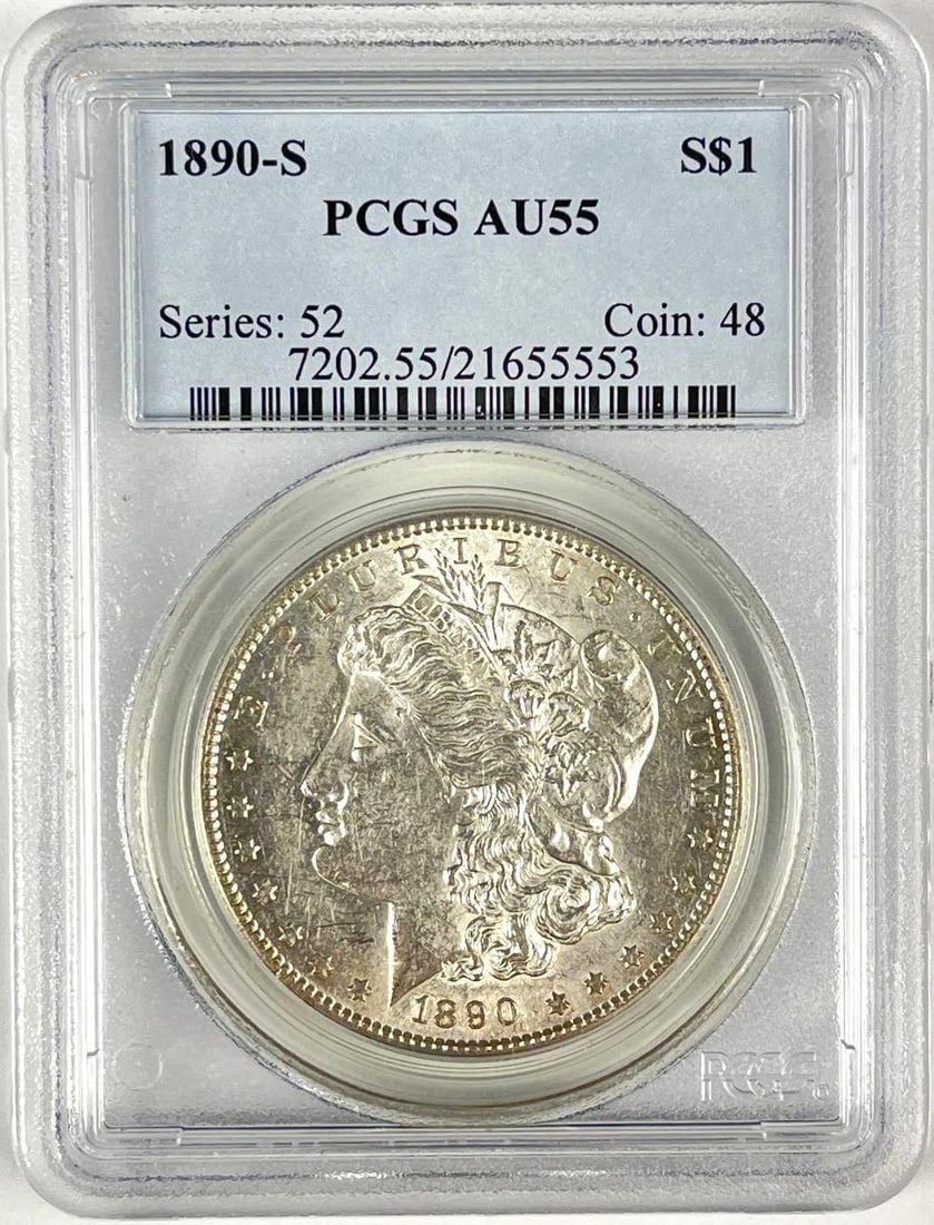 1890 S US Morgan Silver Dollar PCGS AU55: 1890 S US Morgan Silver Dollar PCGS AU55