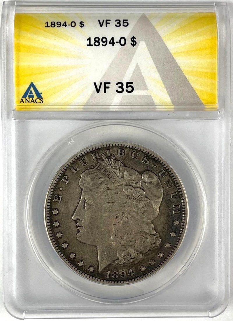 1894 S US Morgan Silver Dollar ANACS VF35: 1894 S US Morgan Silver Dollar ANACS VF35