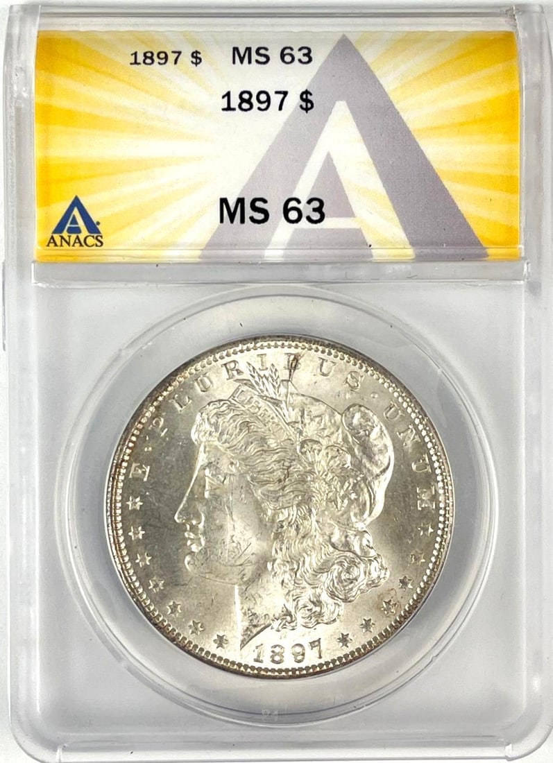 1897 US Morgan Silver Dollar ANACS MS63: 1897 US Morgan Silver Dollar ANACS MS63