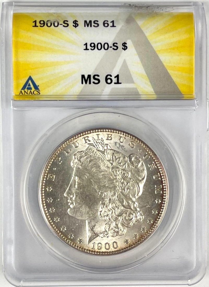 1900 S US Morgan Silver Dollar ANACS MS61: 1900 S US Morgan Silver Dollar ANACS MS61