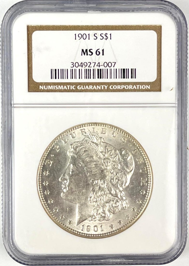 1901 S US Morgan Silver Dollar NGC MS61: 1901 S US Morgan Silver Dollar NGC MS61