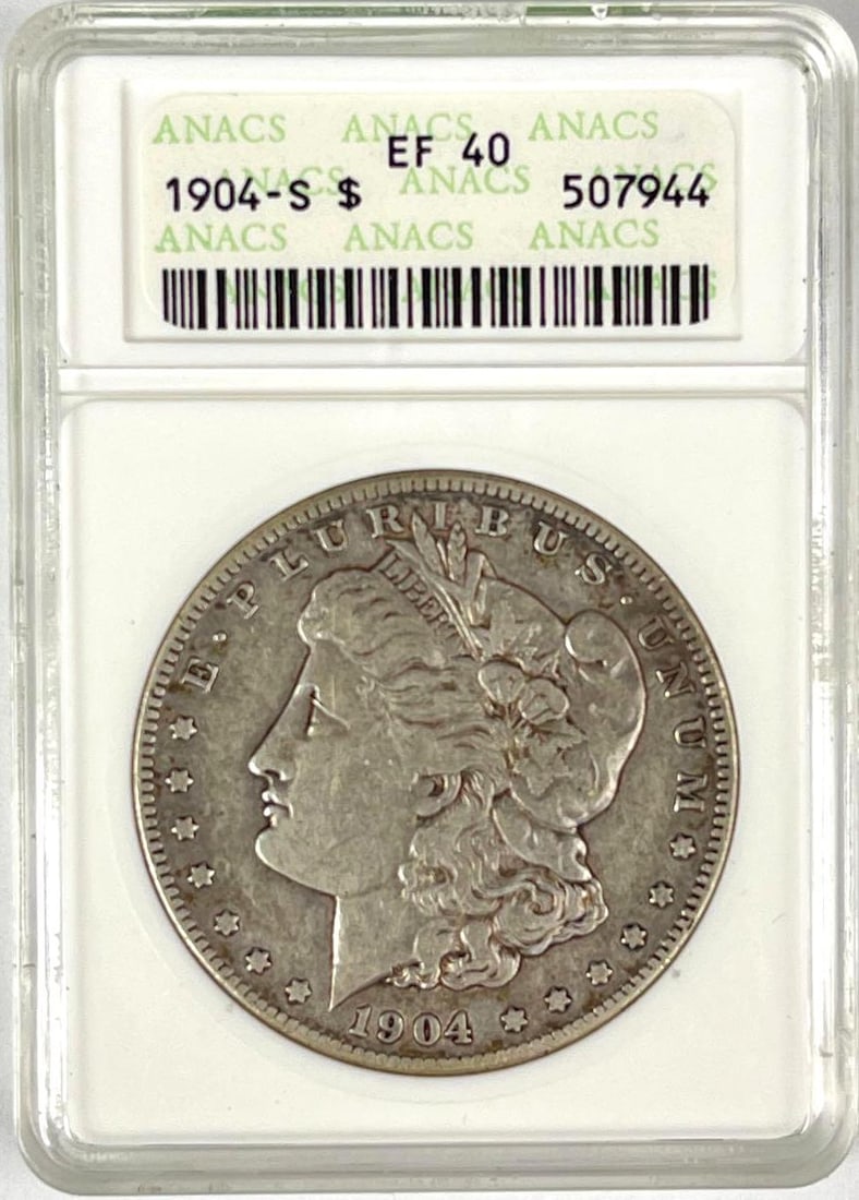 1904 S US Morgan Silver Dollar ANACS EF40: 1904 S US Morgan Silver Dollar ANACS EF40