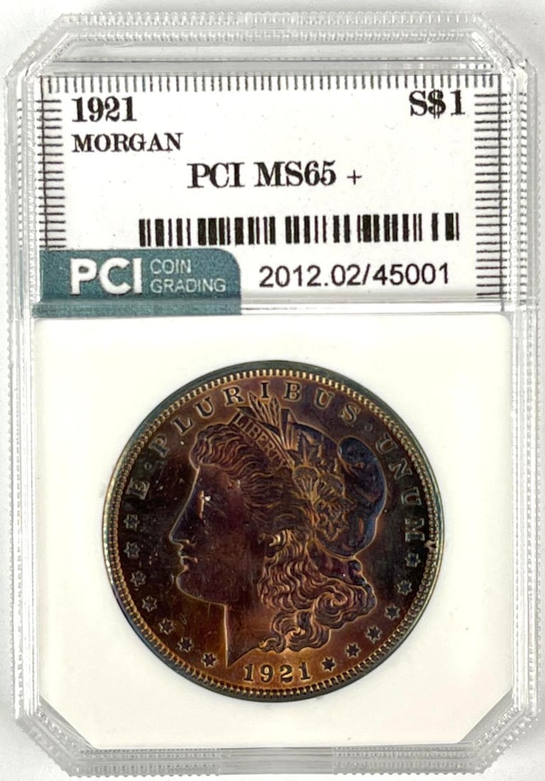 1921 US Morgan Silver Dollar PCI MS65+: 1921 US Morgan Silver Dollar PCI MS65+