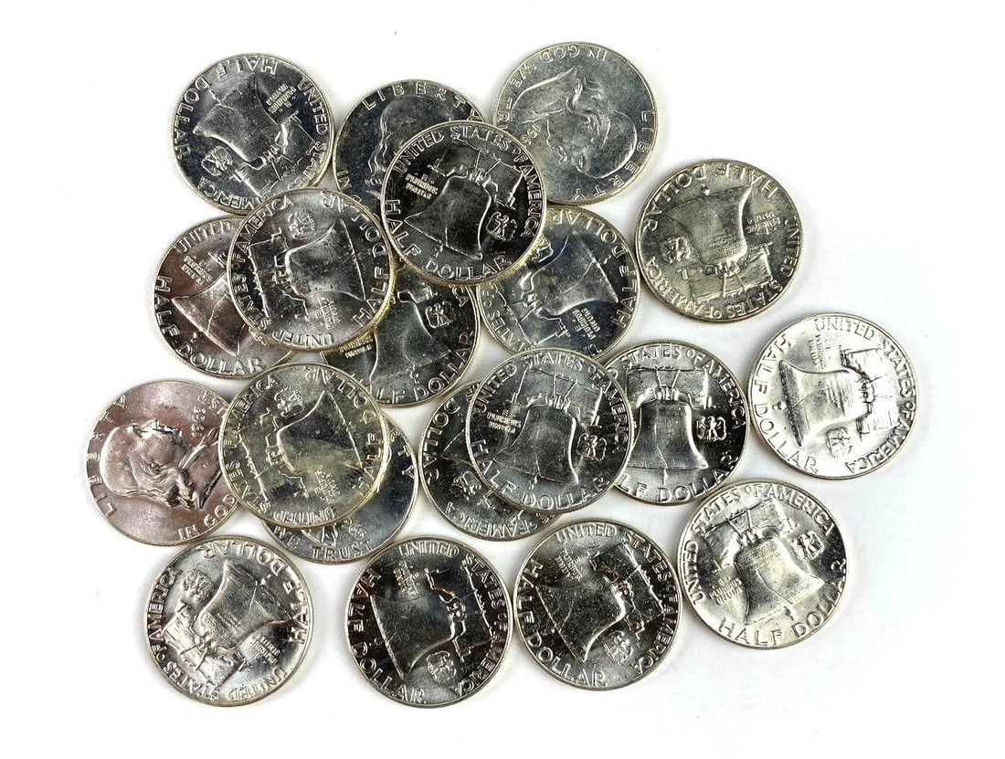 Group of 20 BU 1963 US Franklin Silver Half Dollars (1 of 1)