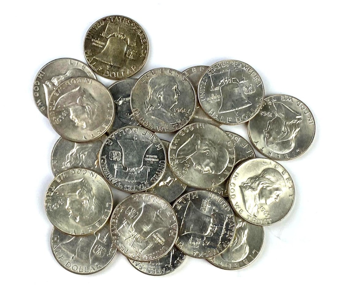 Group of 20 BU US Franklin Silver Half Dollars (1 of 1)