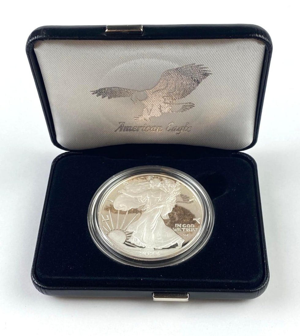 2024 W PROOF US 1 Oz American Silver Eagle: 2024 W US 1 Oz American Silver Eagle with COA