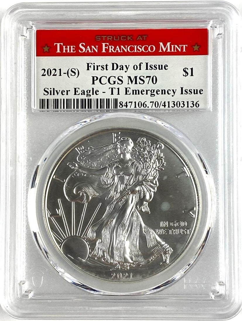 2021 S US 1 Oz American Silver Eagle PCGS MS70 (1 of 2)