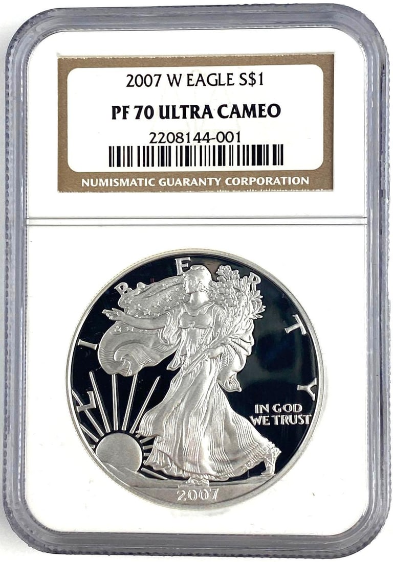 2007 W PROOF US 1 Oz American Silver Eagle NGC PF70 Ultra CAMEO (1 of 2)