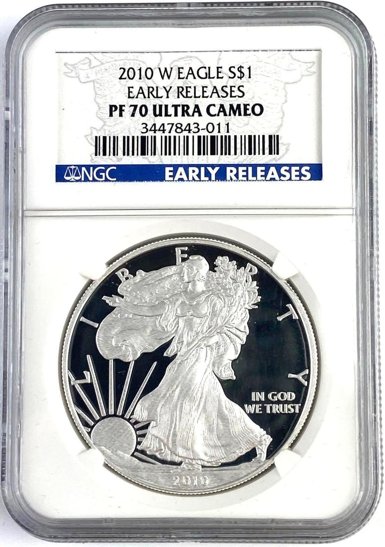 2010 W PROOF US 1 Oz American Silver Eagle NGC PF70 Ultra CAMEO (1 of 2)