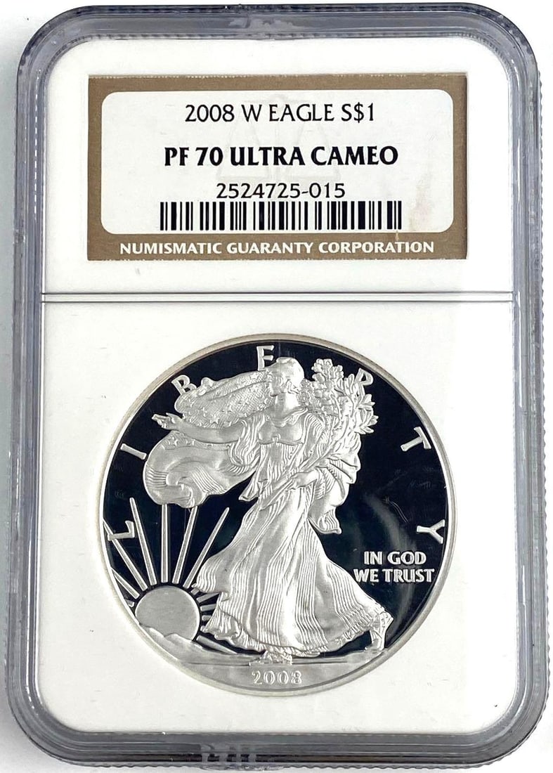 2008 W PROOF US 1 Oz American Silver Eagle NGC PF70 Ultra CAMEO (1 of 2)