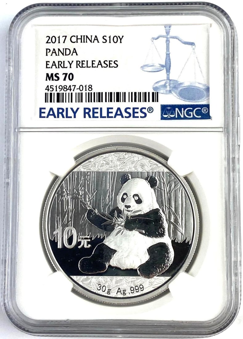 2017 Chinese 10Y 30g .999 Silver Panda NGC MS70 (1 of 2)
