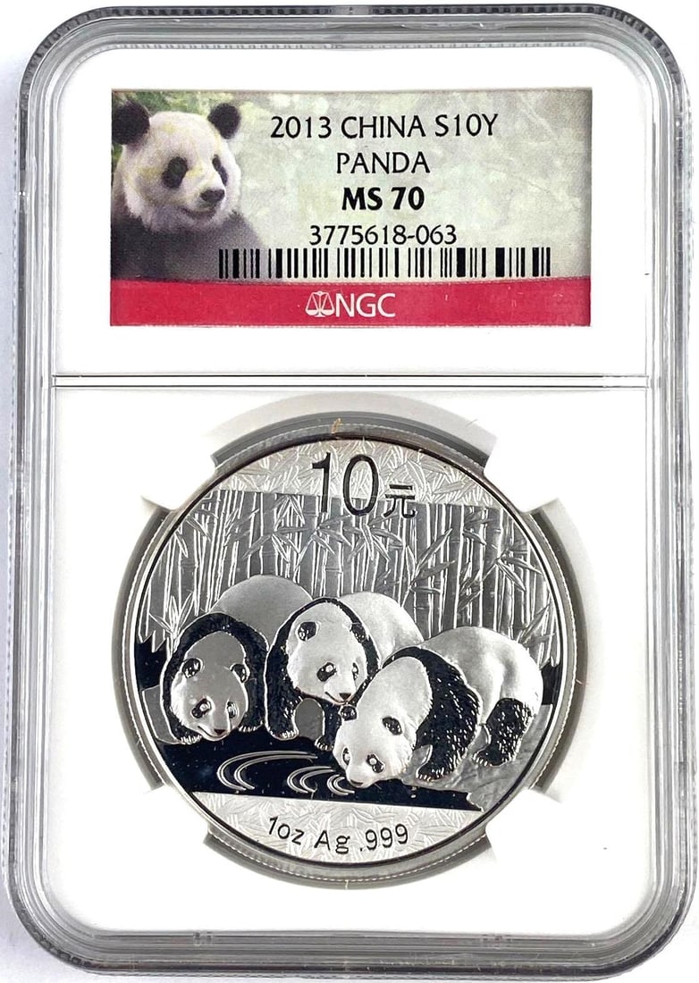 2013 Chinese 10Y 1 Oz .999 Silver Panda NGC MS70: 2013 Chinese 10Y 1 Oz .999 Silver Panda NGC MS70