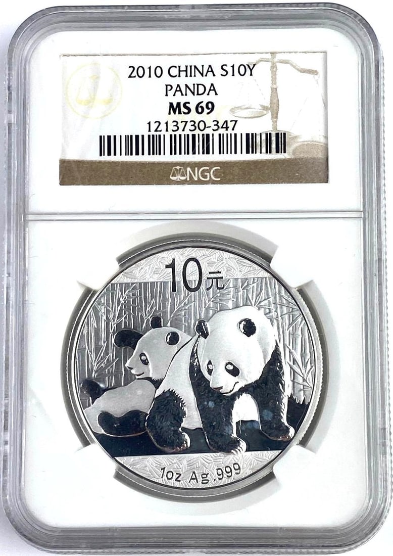 2010 Chinese 10Y 1 Oz .999 Silver Panda NGC MS69 (1 of 2)