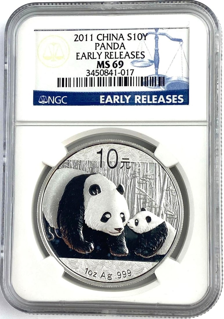 2011 Chinese 10Y 1 Oz .999 Silver Panda NGC MS69 (1 of 2)