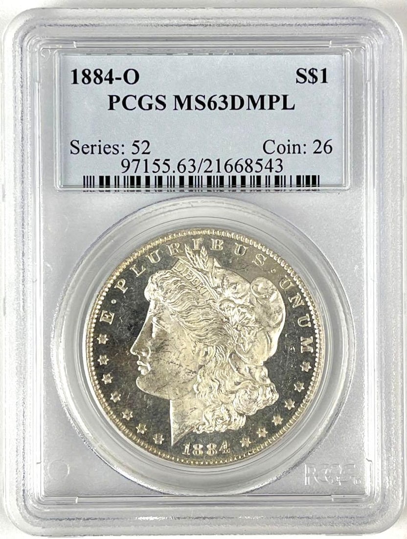 1884 O US Morgan Silver Dollar PCGS MS63 DMPL: 1884 O US Morgan Silver Dollar PCGS MS63 DMPL